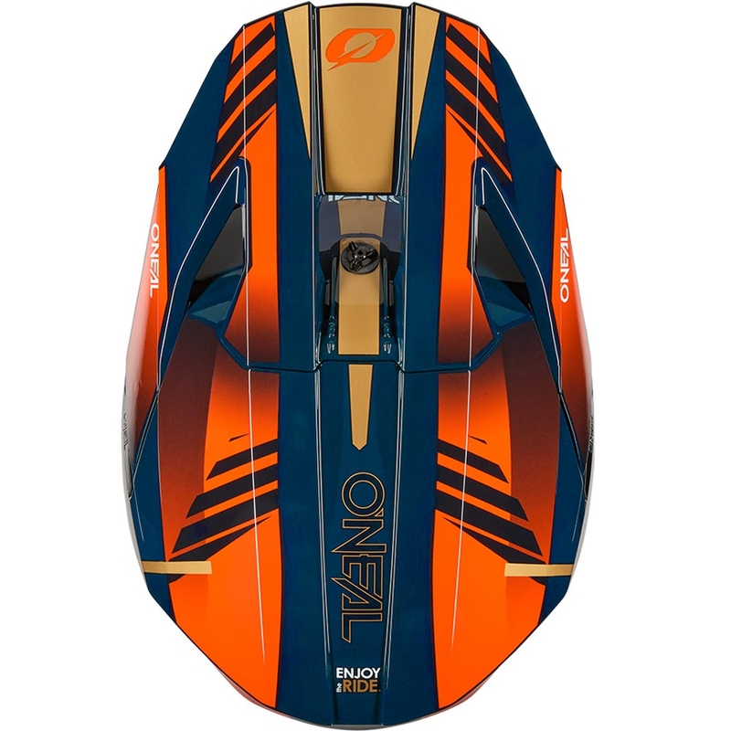 Casco da motocross O'Neal 3SRS Haze blu-arancione-oro