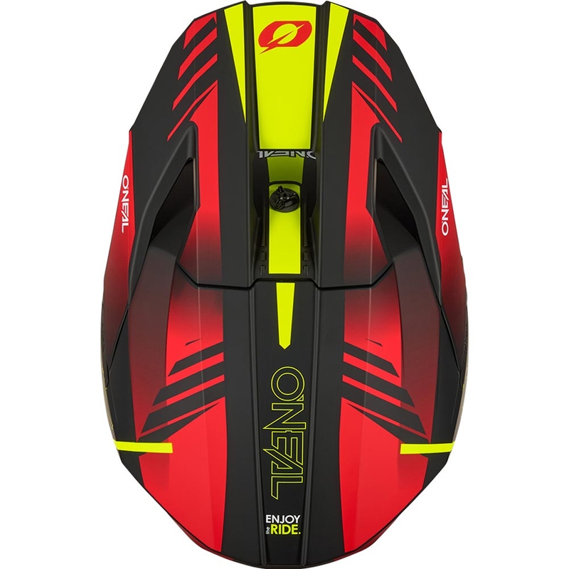 Casco da motocross O'Neal 3SRS Haze nero opaco-rosso-giallo fluo