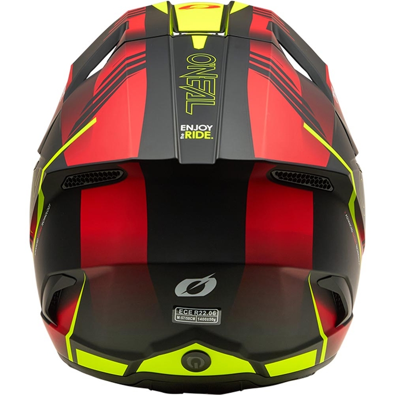 Casco da motocross O'Neal 3SRS Haze nero opaco-rosso-giallo fluo