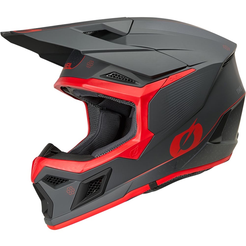 Casco da motocross O´Neal 3SRS E-stroke grigio opaco-rosso
