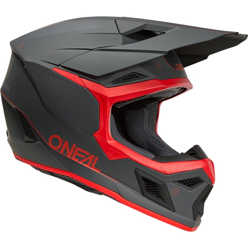 Casco da motocross O´Neal 3SRS E-stroke grigio opaco-rosso