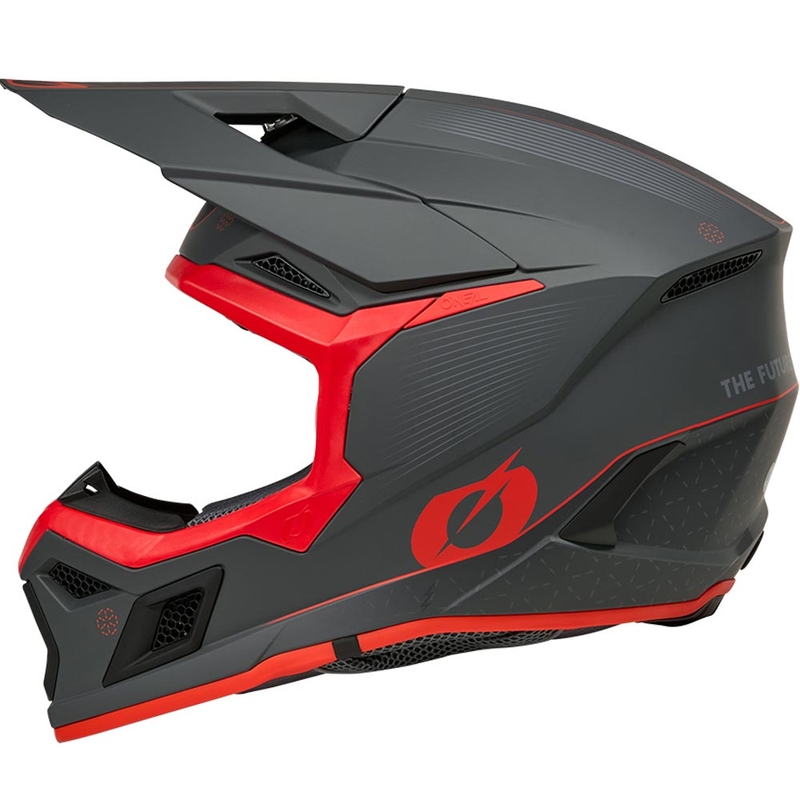 Casco da motocross O´Neal 3SRS E-stroke grigio opaco-rosso