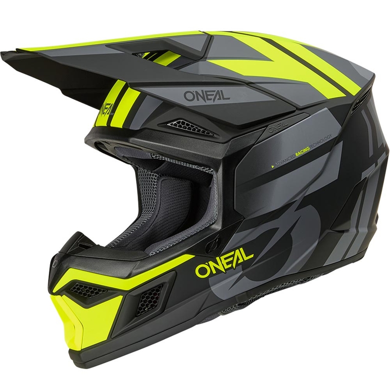 Casco da motocross O´Neal 3SRS Ride nero opaco-grigio-giallo fluo