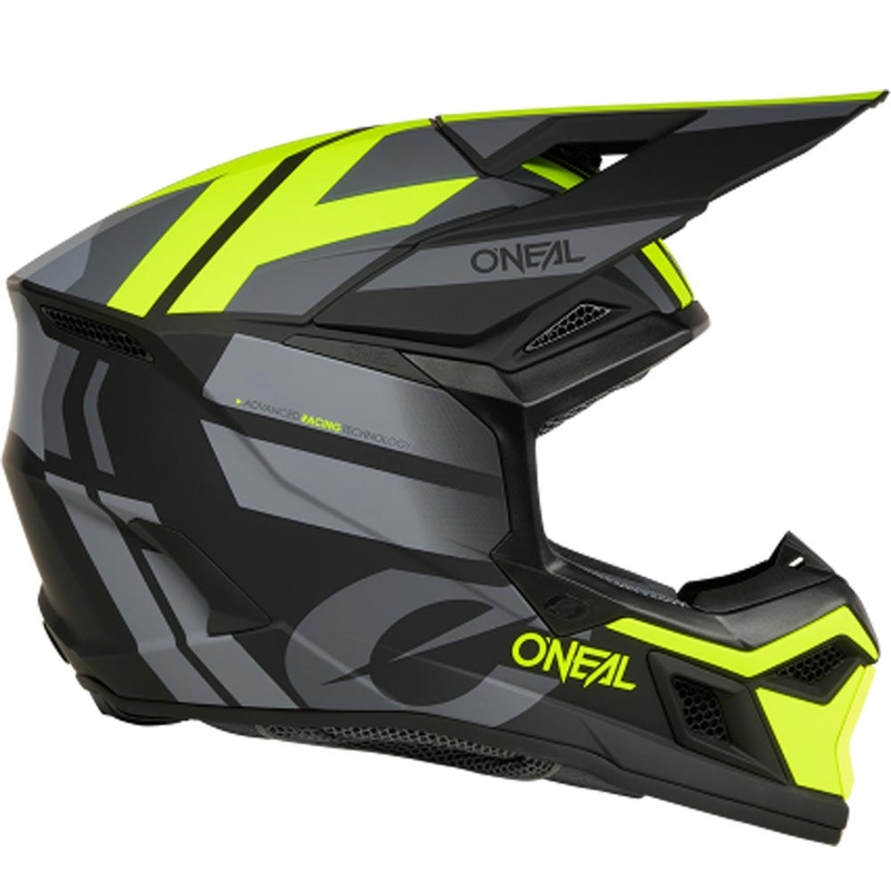Casco da motocross O´Neal 3SRS Ride nero opaco-grigio-giallo fluo