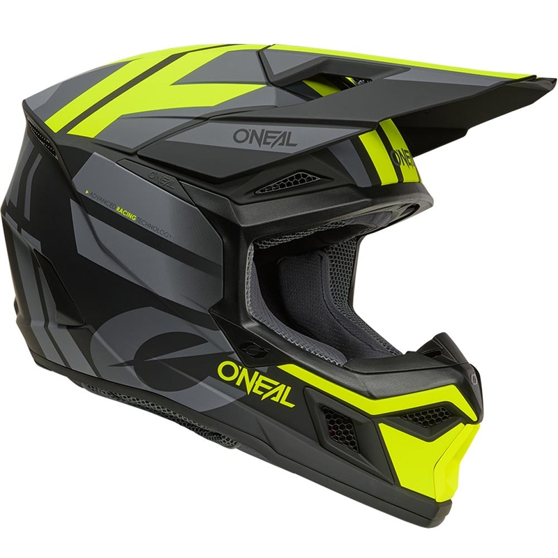 Casco da motocross O´Neal 3SRS Ride nero opaco-grigio-giallo fluo