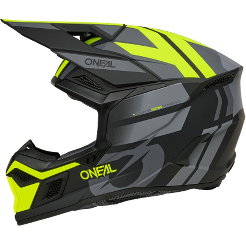 Casco da motocross O´Neal 3SRS Ride nero opaco-grigio-giallo fluo