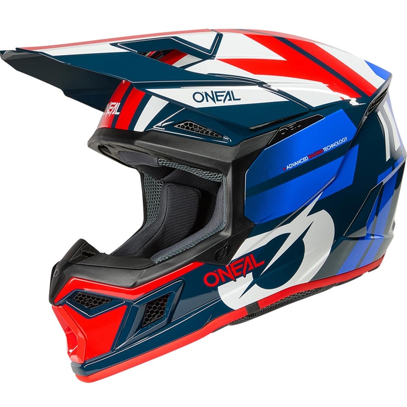 Casco da motocross O'Neal 3SRS Ride blu-bianco-rosso