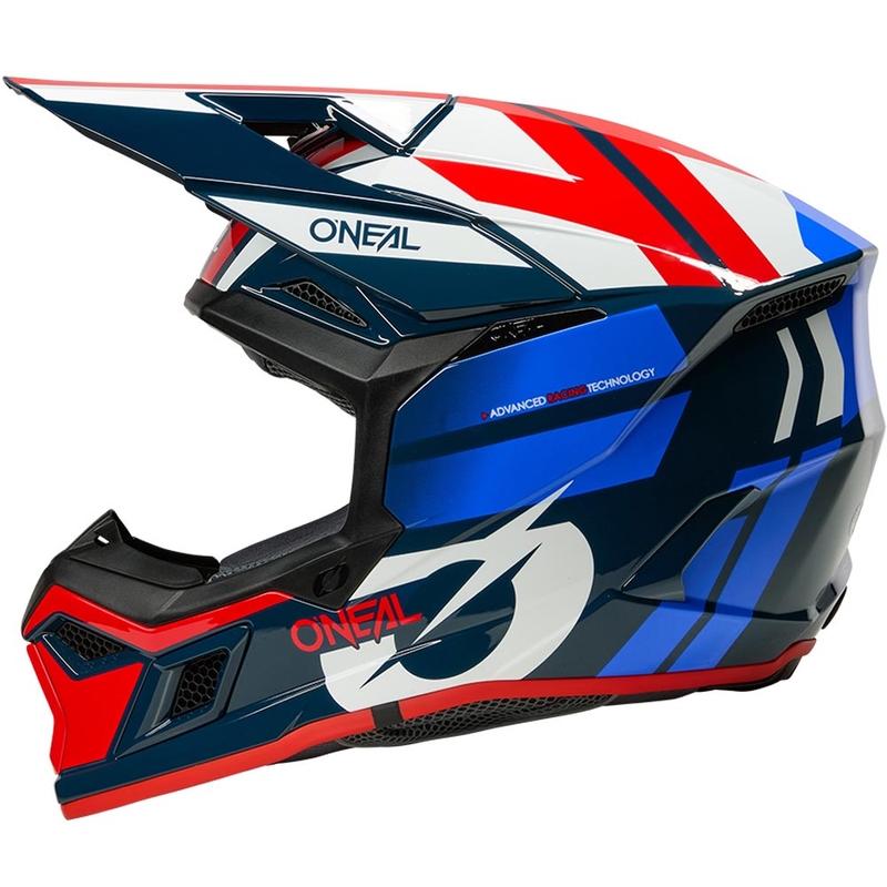Casco da motocross O'Neal 3SRS Ride blu-bianco-rosso