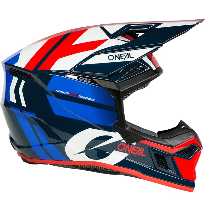 Casco da motocross O'Neal 3SRS Ride blu-bianco-rosso
