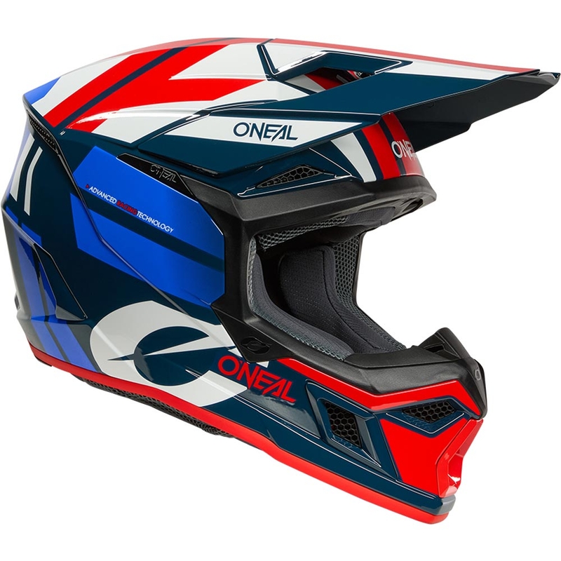 Casco da motocross O'Neal 3SRS Ride blu-bianco-rosso