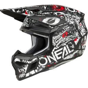 Casco da motocross O'Neal 3SRS Attack nero opaco-bianco