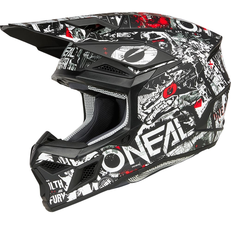 Casco da motocross O'Neal 3SRS Attack nero opaco-bianco