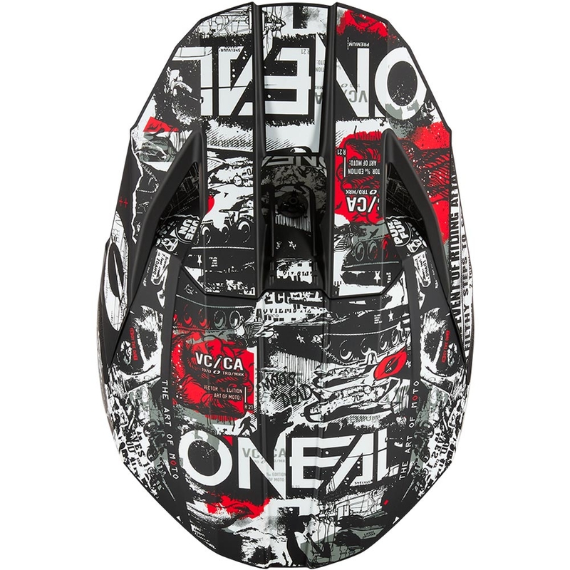 Casco da motocross O'Neal 3SRS Attack nero opaco-bianco