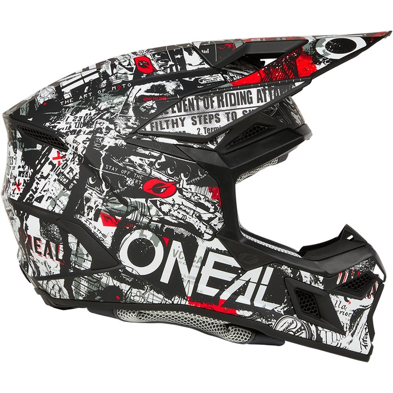 Casco da motocross O'Neal 3SRS Attack nero opaco-bianco