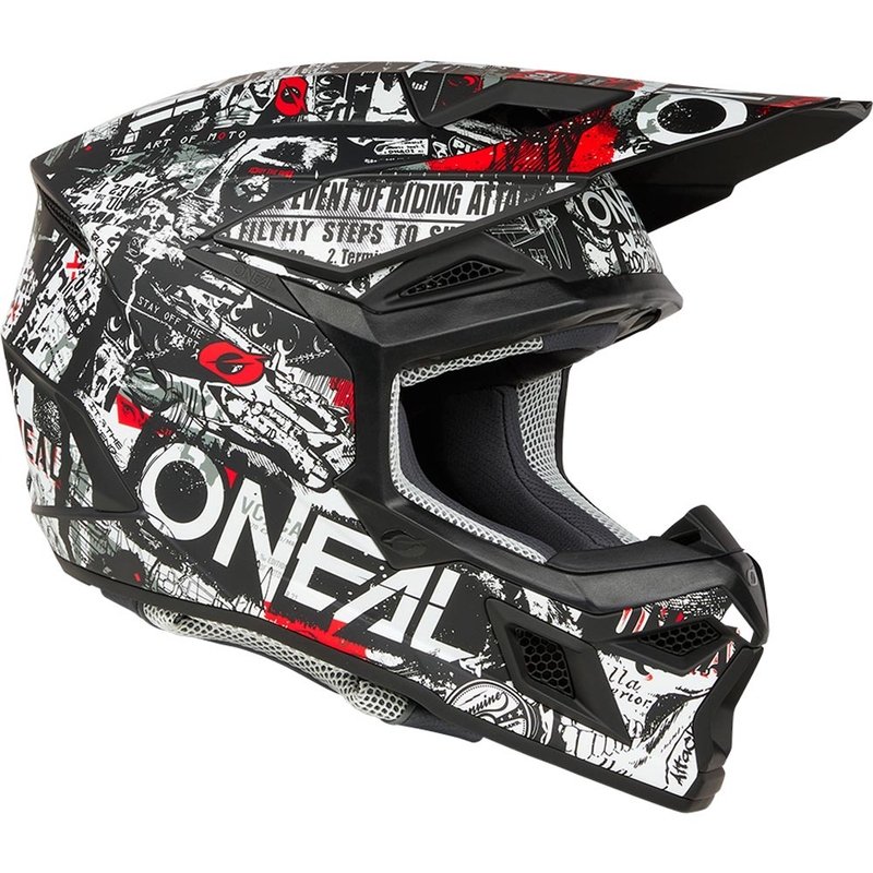 Casco da motocross O'Neal 3SRS Attack nero opaco-bianco