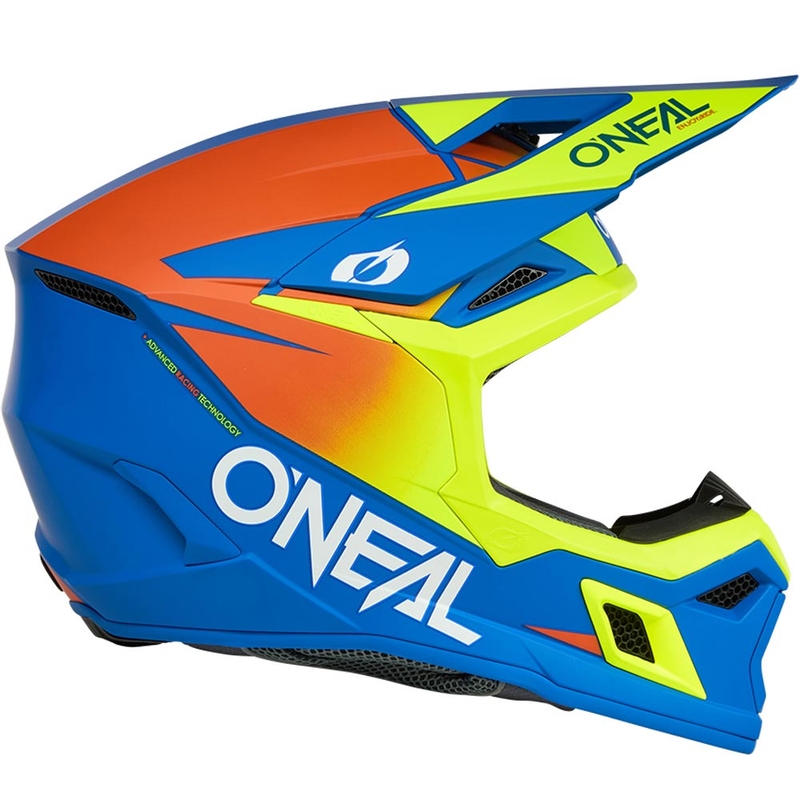 Casco da motocross O´Neal 3SRS Solido blu opaco-giallo fluo