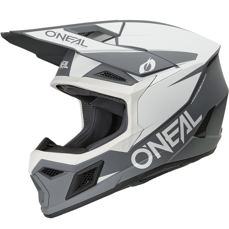 Casco da motocross O´Neal 3SRS Solido bianco opaco-grigio
