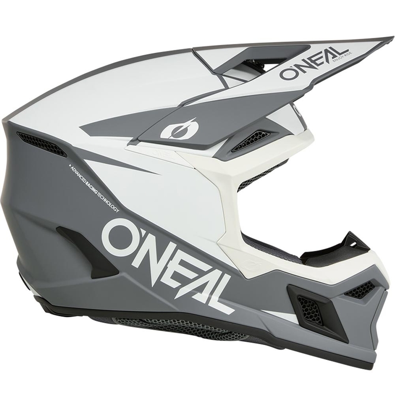 Casco da motocross O´Neal 3SRS Solido bianco opaco-grigio