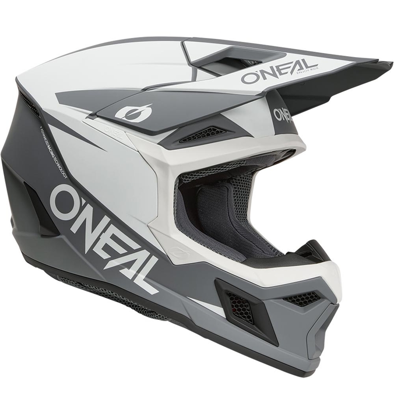 Casco da motocross O´Neal 3SRS Solido bianco opaco-grigio