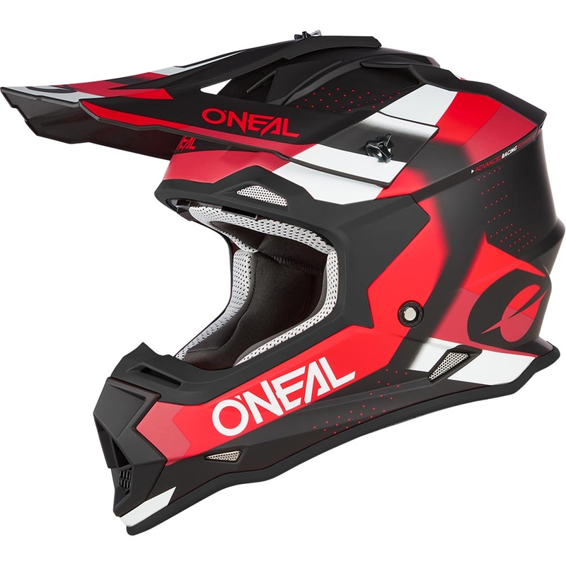 Casco da motocross O´Neal 2SRS Spyde nero opaco-rosso-bianco