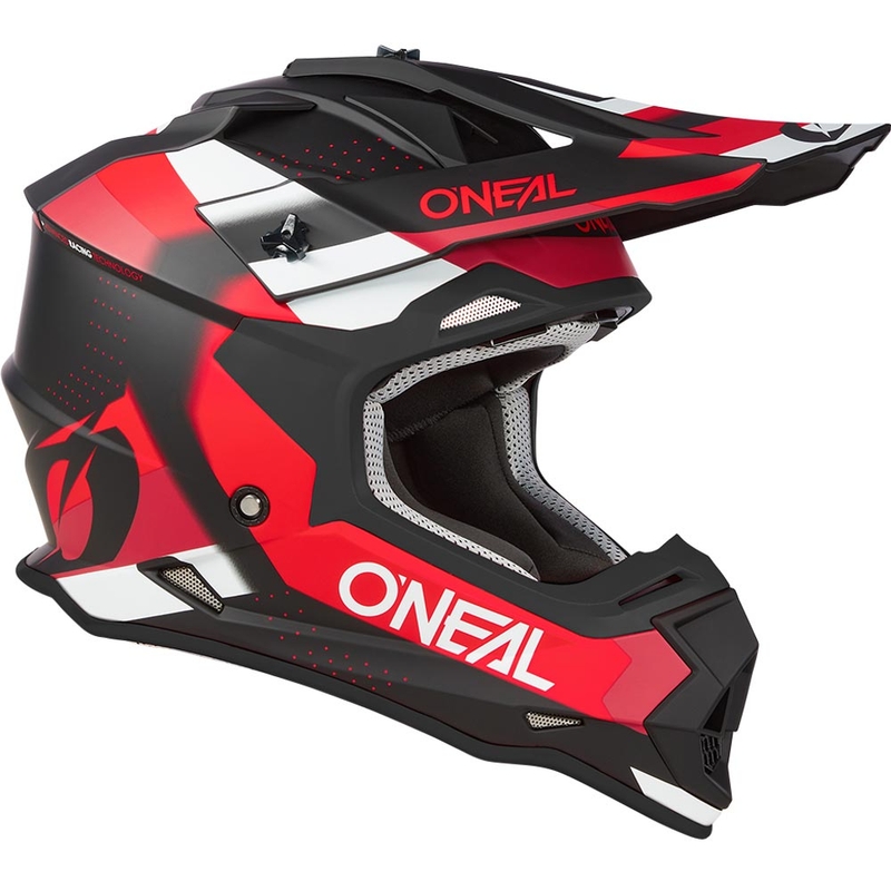 Casco da motocross O´Neal 2SRS Spyde nero opaco-rosso-bianco