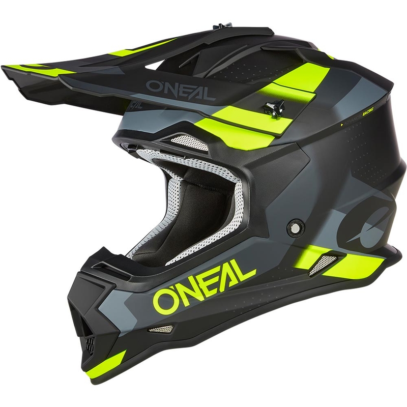 Casco da motocross O´Neal 2SRS Spyde nero opaco-grigio-giallo fluo