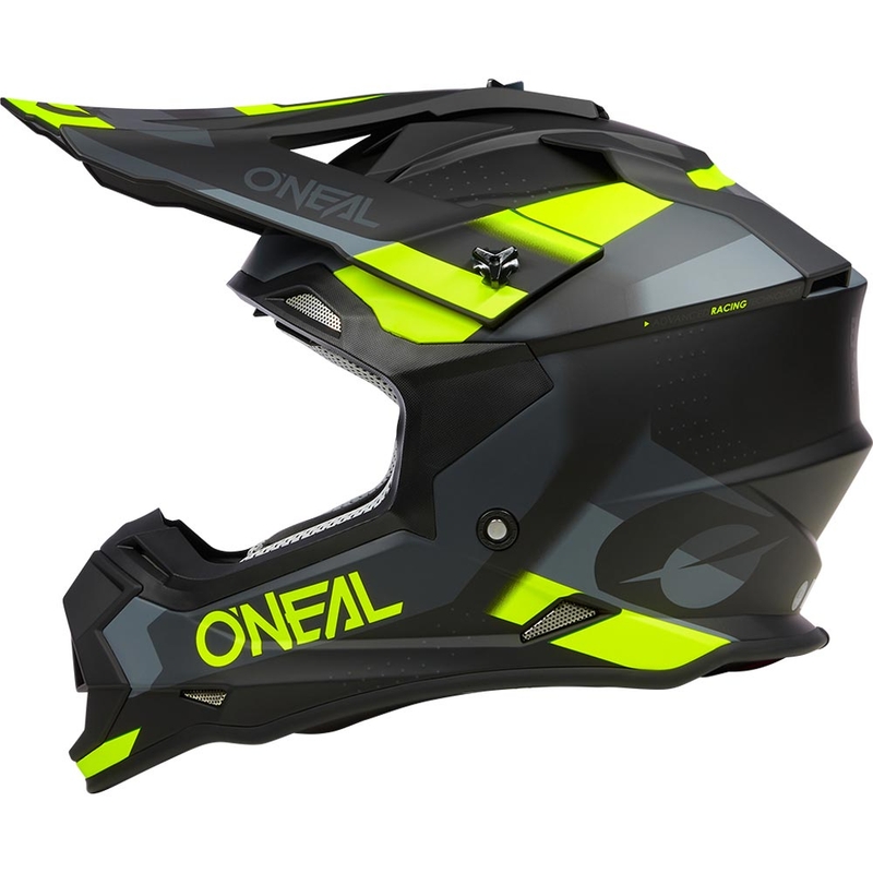 Casco da motocross O´Neal 2SRS Spyde nero opaco-grigio-giallo fluo