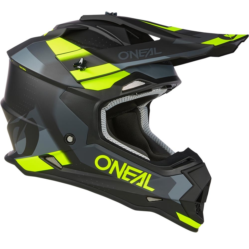 Casco da motocross O´Neal 2SRS Spyde nero opaco-grigio-giallo fluo