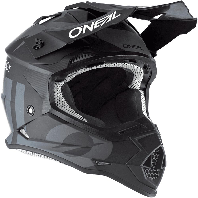 Casco da motocross O'Neal 2SRS Slick nero-grigio