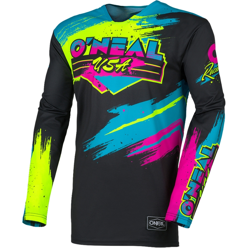Maglia da motocross O'Neal Mayhem Reseda nera-giallo fluo