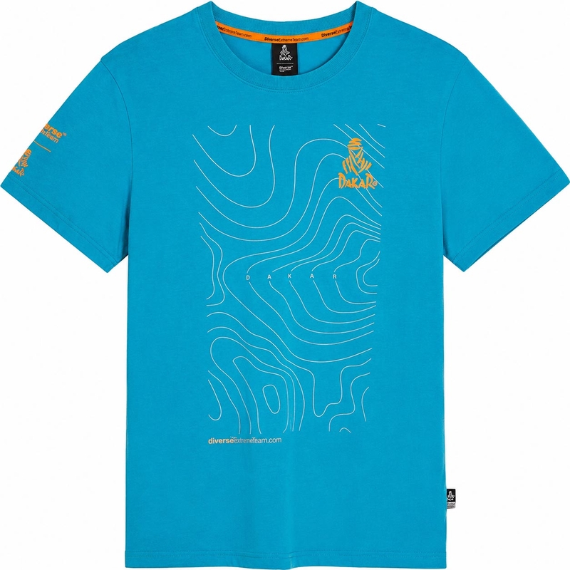 Maglietta blu con mappa della Dakar