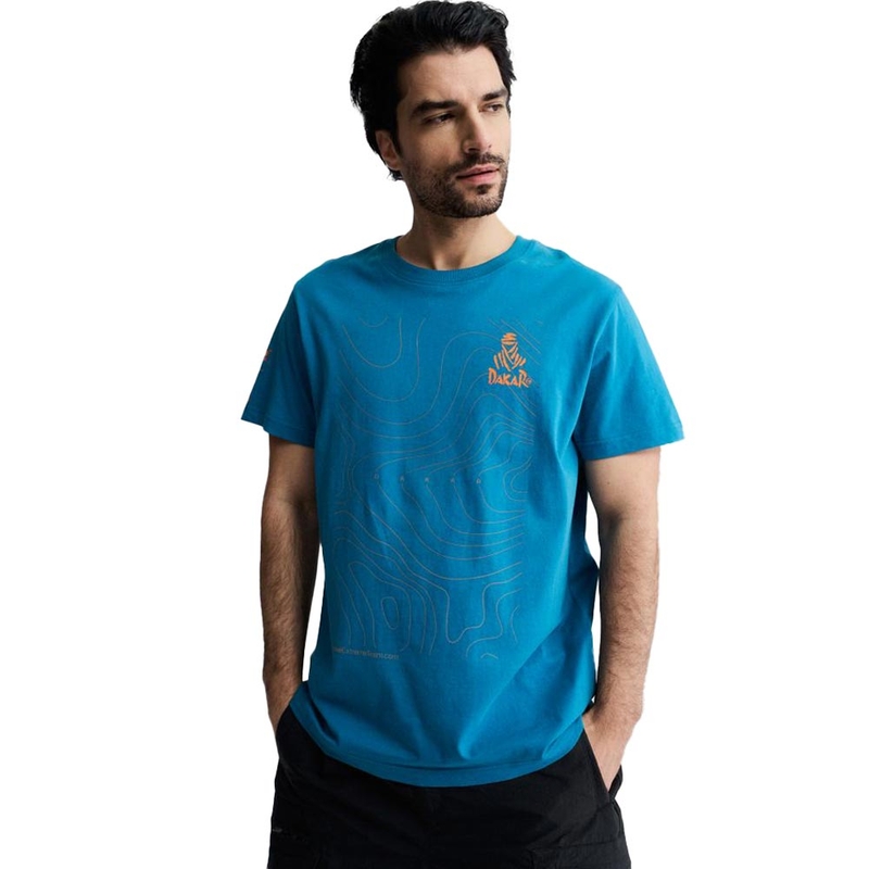 Maglietta blu con mappa della Dakar