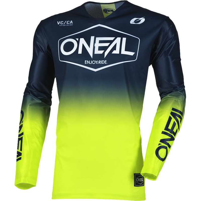 Maglia da motocross O'Neal Mayhem Hexx blu-giallo fluo