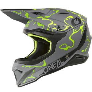 Casco da motocross O'Neal 1SRS Splash grigio opaco-giallo fluo