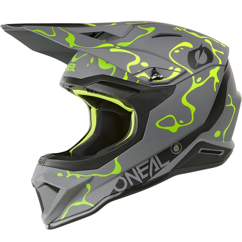 Casco da motocross O'Neal 1SRS Splash grigio opaco-giallo fluo