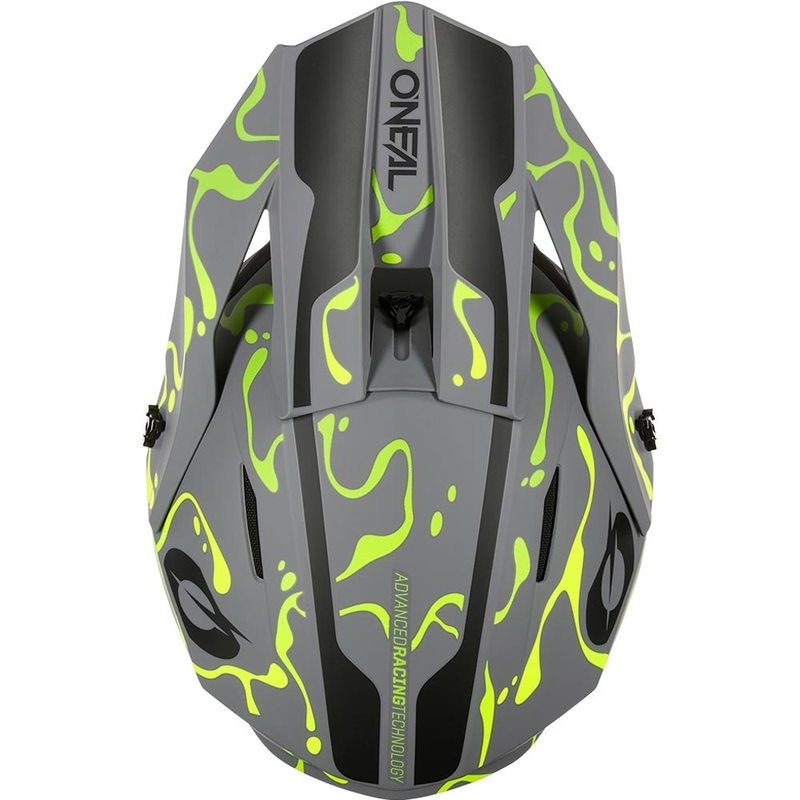 Casco da motocross O'Neal 1SRS Splash grigio opaco-giallo fluo