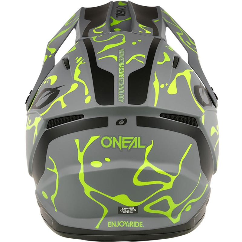 Casco da motocross O'Neal 1SRS Splash grigio opaco-giallo fluo