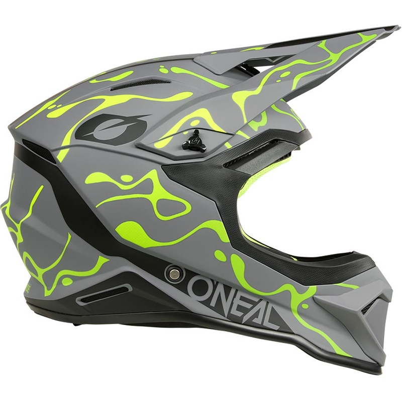 Casco da motocross O'Neal 1SRS Splash grigio opaco-giallo fluo