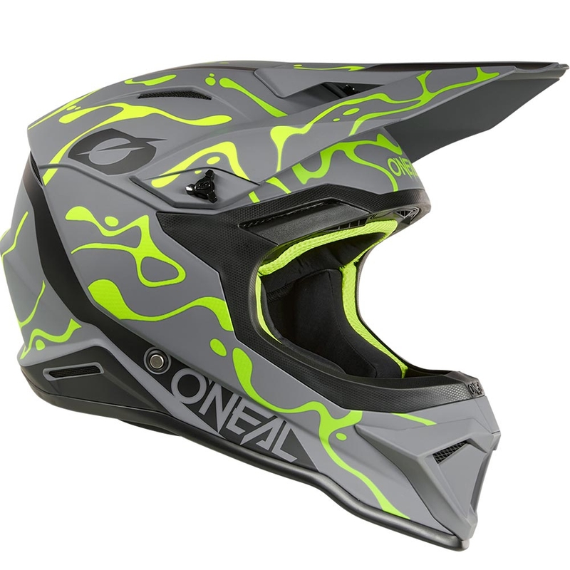 Casco da motocross O'Neal 1SRS Splash grigio opaco-giallo fluo