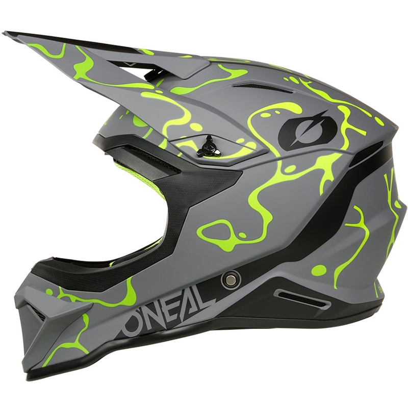 Casco da motocross O'Neal 1SRS Splash grigio opaco-giallo fluo