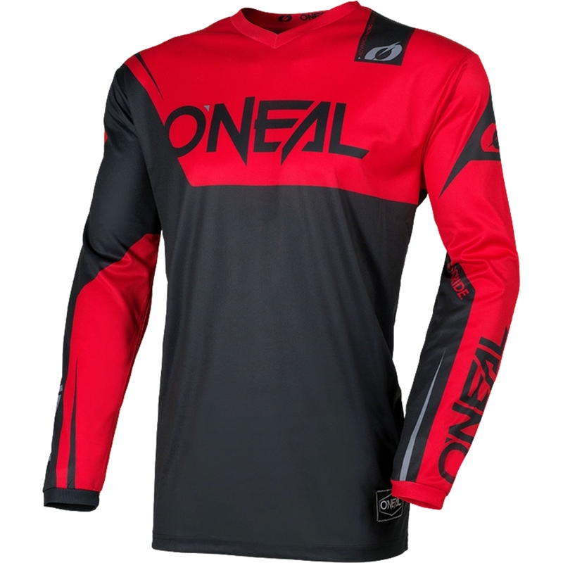 Maglia da motocross O'Neal Element Racewear nera-rossa