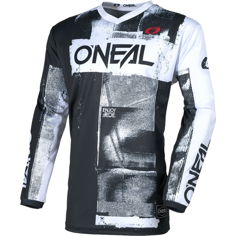 Maglia da motocross O'Neal Element Roller nera e bianca