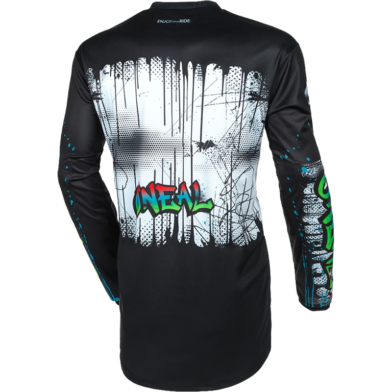 Maglia da motocross O'Neal Element Rancidi nera e bianca