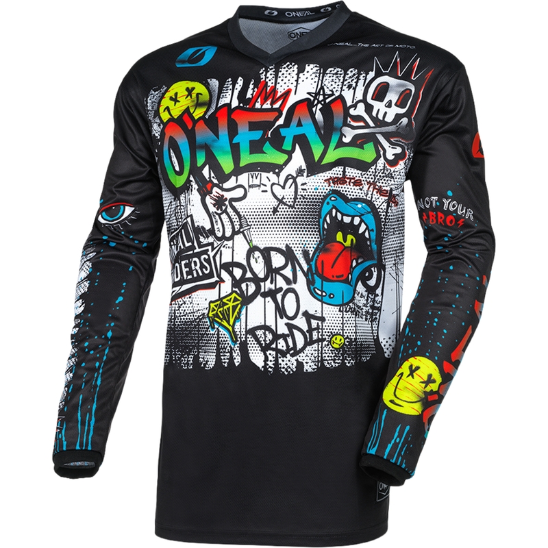 Maglia da motocross O'Neal Element Rancidi nera e bianca