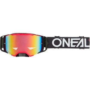 Occhiali da motocross O´Neal B-33 Hexa nero-rosso (plexiglass rosso iridio)