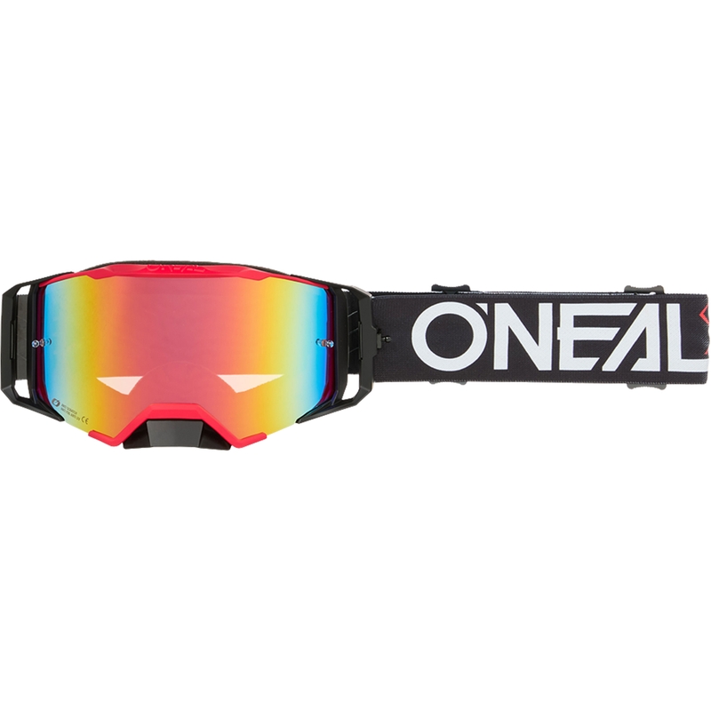 Occhiali da motocross O´Neal B-33 Hexa nero-rosso (plexiglass rosso iridio)
