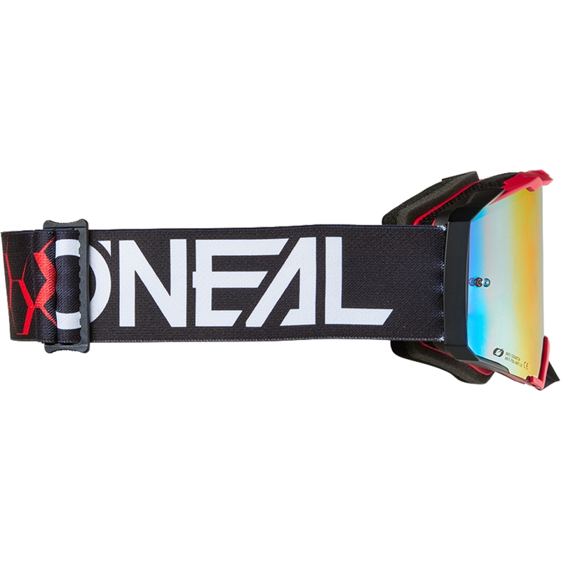 Occhiali da motocross O´Neal B-33 Hexa nero-rosso (plexiglass rosso iridio)