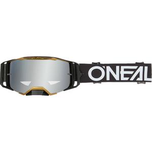 Occhiali da motocross O´Neal B-33 Hexa nero-oro (plexiglass a specchio argentato)