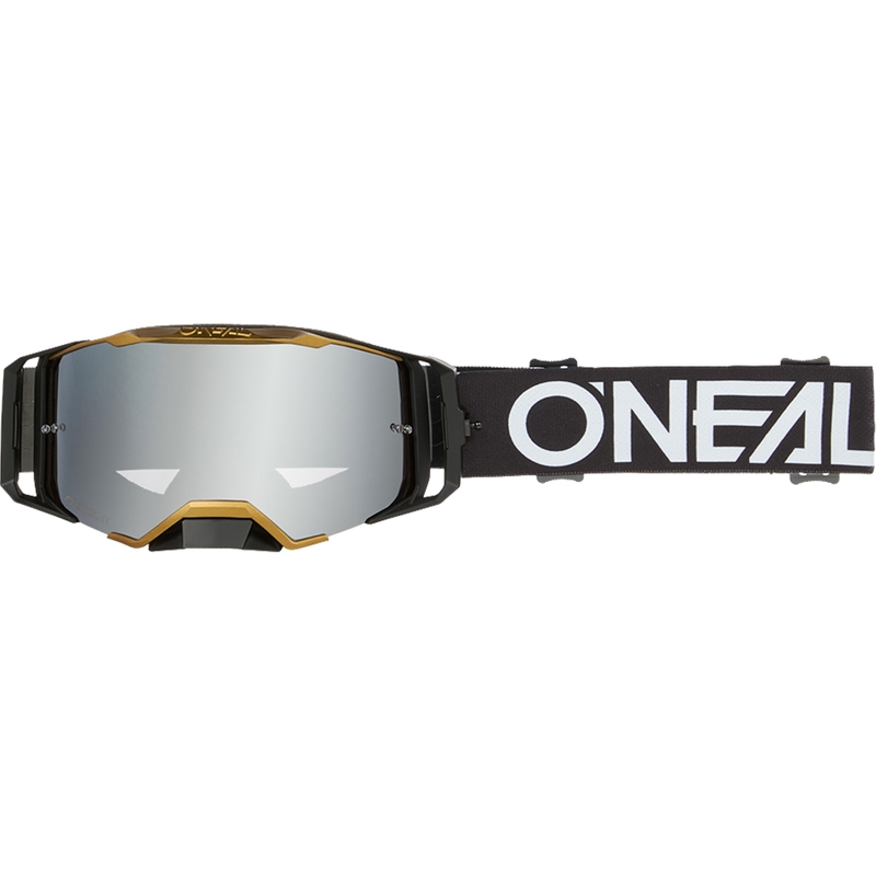 Occhiali da motocross O´Neal B-33 Hexa nero-oro (plexiglass a specchio argentato)