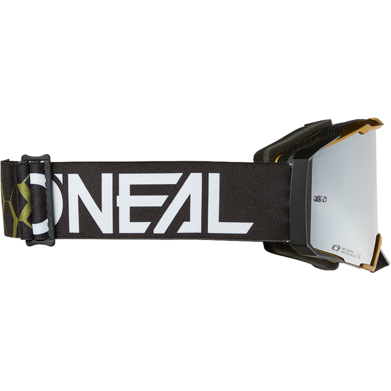 Occhiali da motocross O´Neal B-33 Hexa nero-oro (plexiglass a specchio argentato)